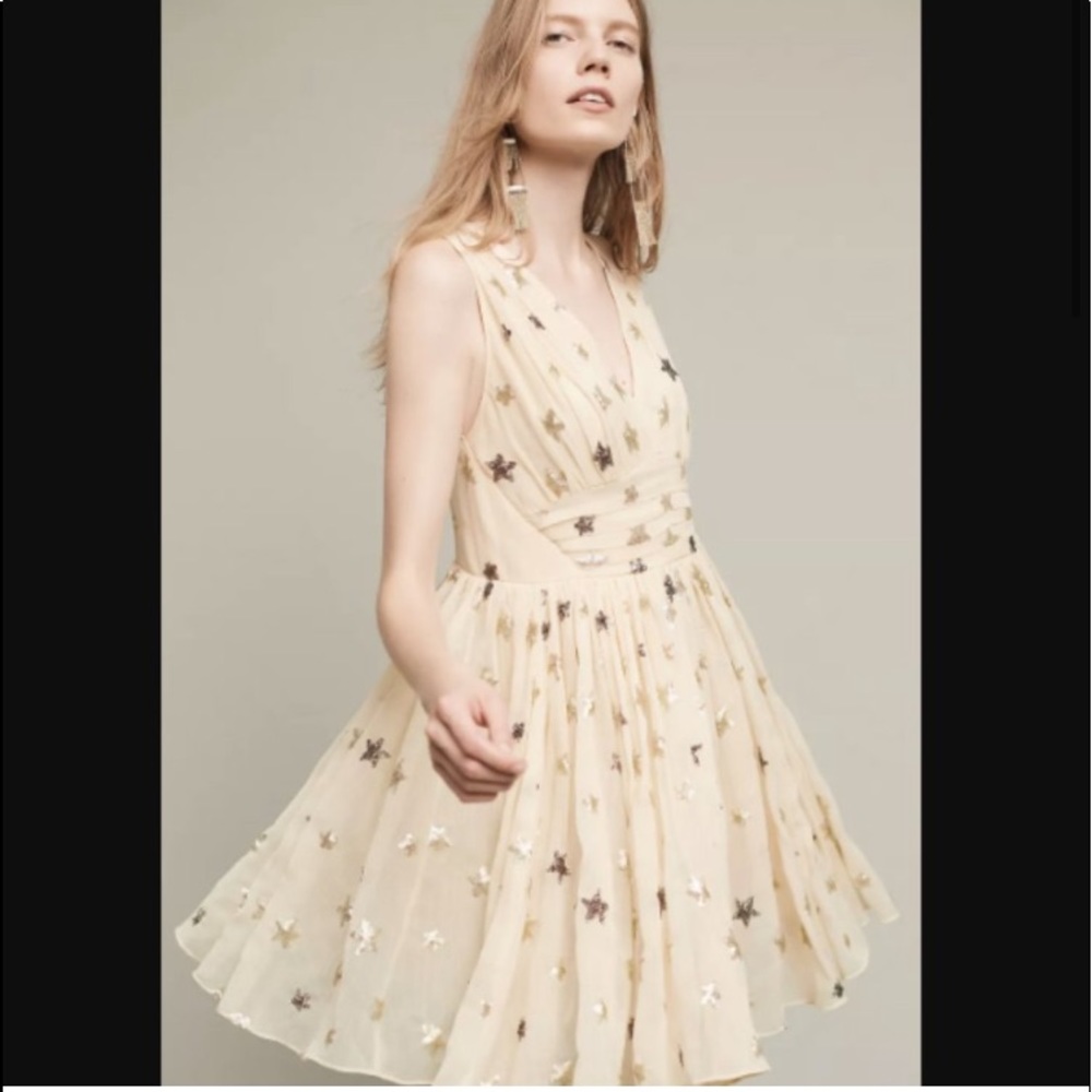 Ranna Gill for Anthropologie cream dress